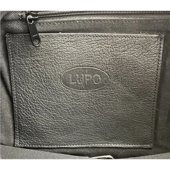 Lupo Barcelona Black Leather Shoulder Bag Clutch Crossbody Slim Minimalist Purse